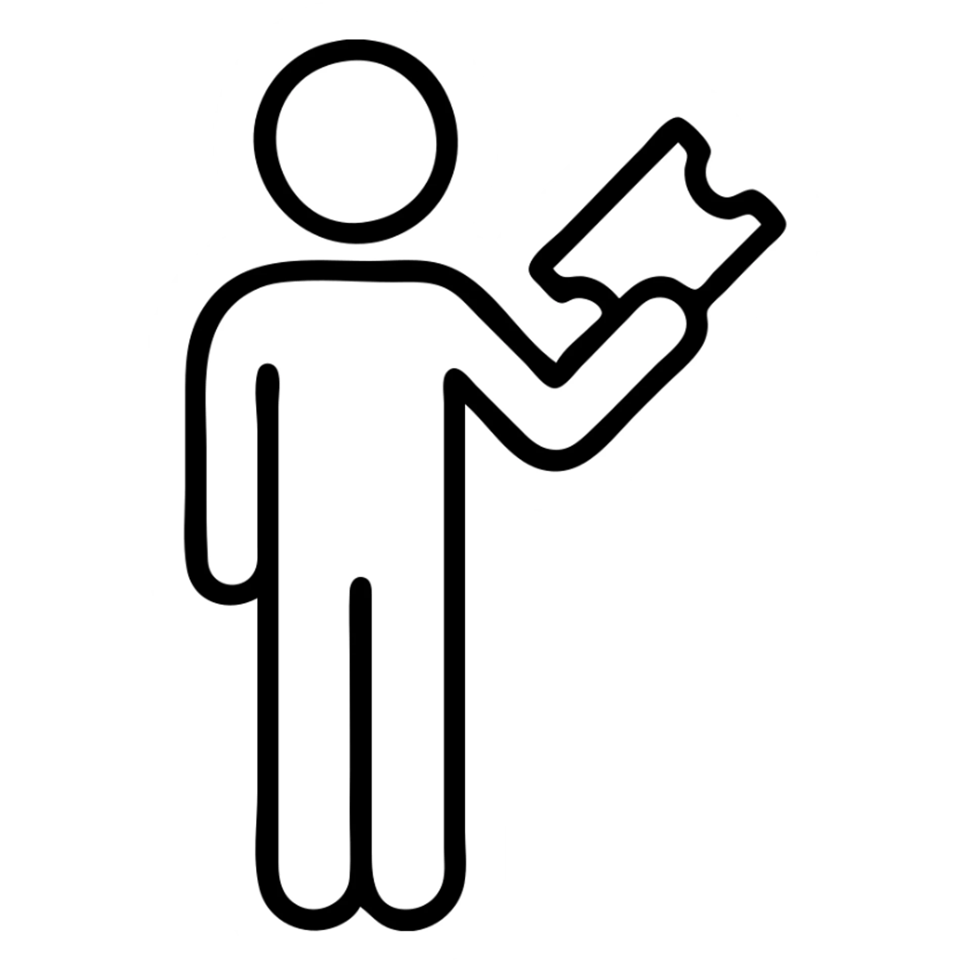 stickman holding a ticket in hand sticker