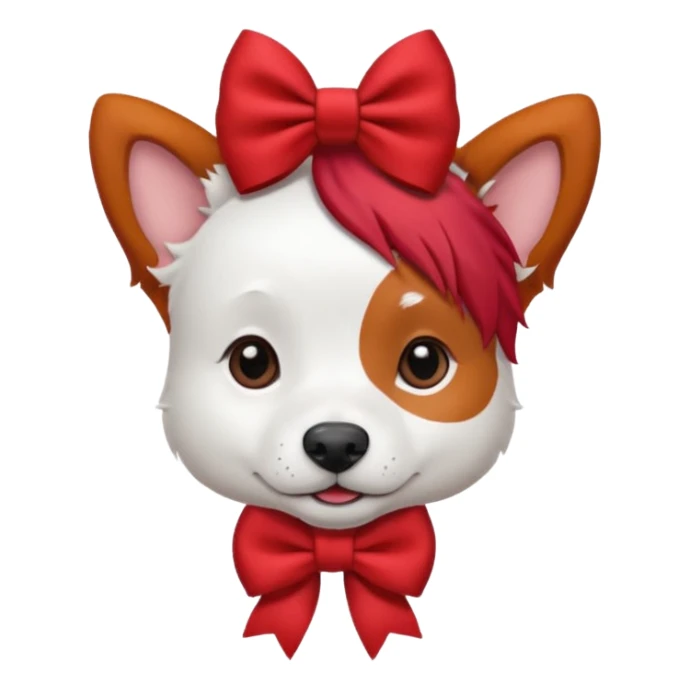 very red haired white dog with a bow on hair sticker