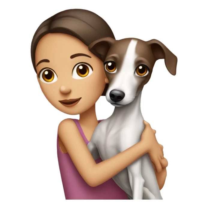 One brunette girl hugging Italian greyhound  sticker