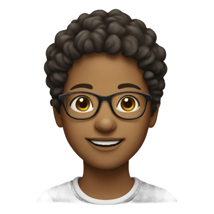 smiling girl with glasses, less curly hair  sticker