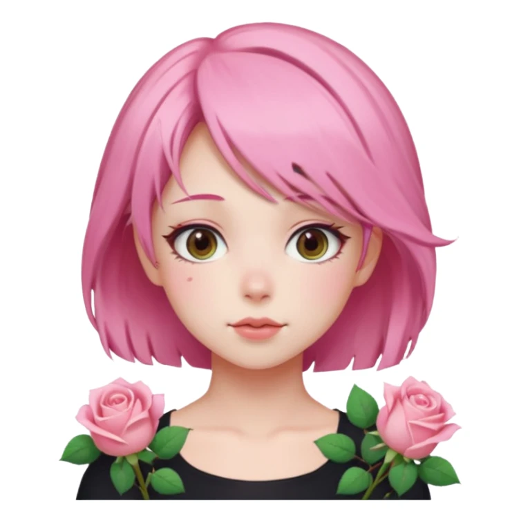 Gorgeous pastel pink anime lady roses with blushy cheeks sticker