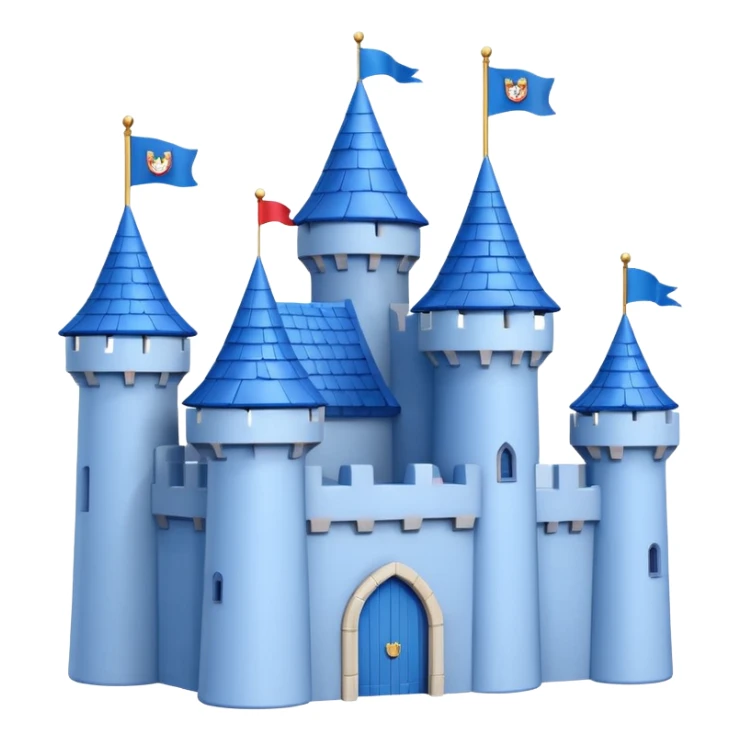  Castle like Disney with blue roof and white wall 3d with texture half rotate sticker
