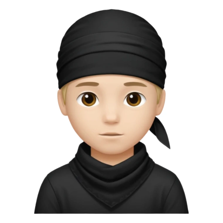 Make a boy wearing black bandana with some design on it  sticker