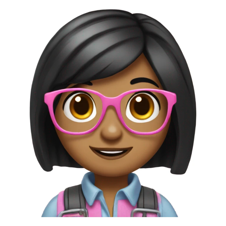 Cute and girly bob the builder with black hair and glasses sticker