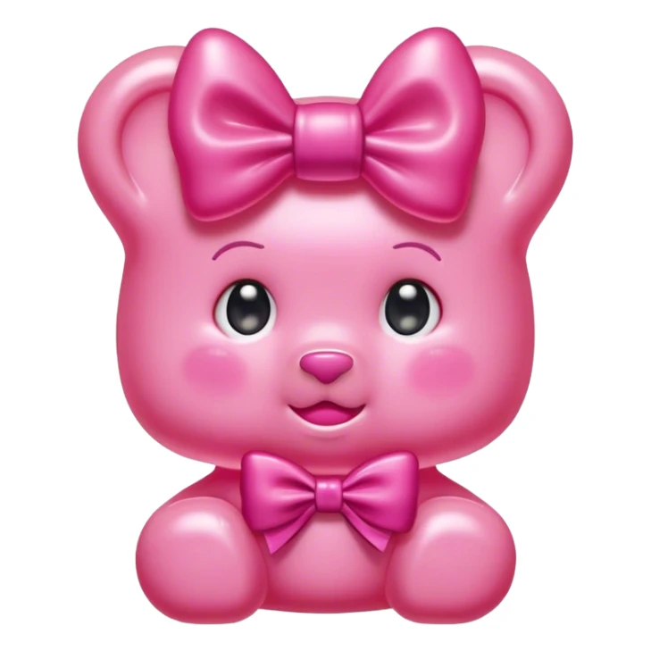 pink girl gummy bear with bow sticker