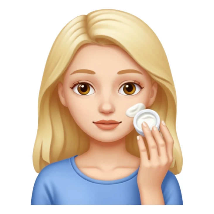 white girl applying cream on face sticker