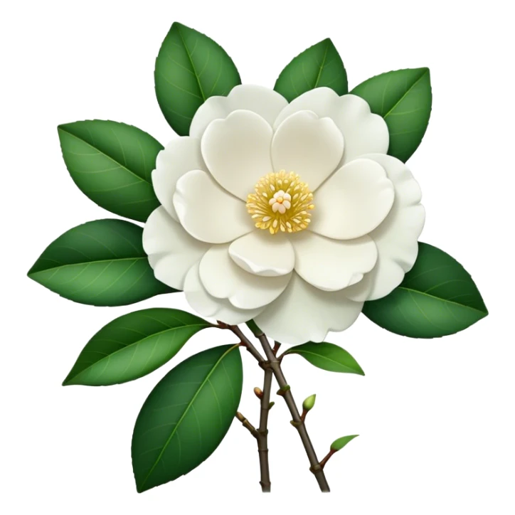 single White Camellia Japonica, straight stem sticker
