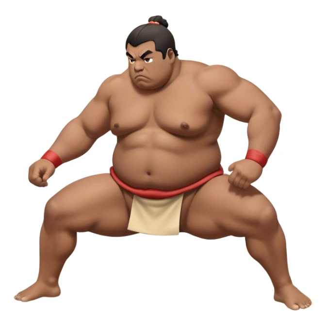 Sumo Wrestling – Cinematic Realistic Sumo Wrestling Scene, featuring a powerful sumo wrestler in traditional mawashi engaged in an intense bout on a sandy dohyo, muscles tensed and sweat glistening under dramatic arena lighting, capturing the raw energy and tradition of the sport. sticker