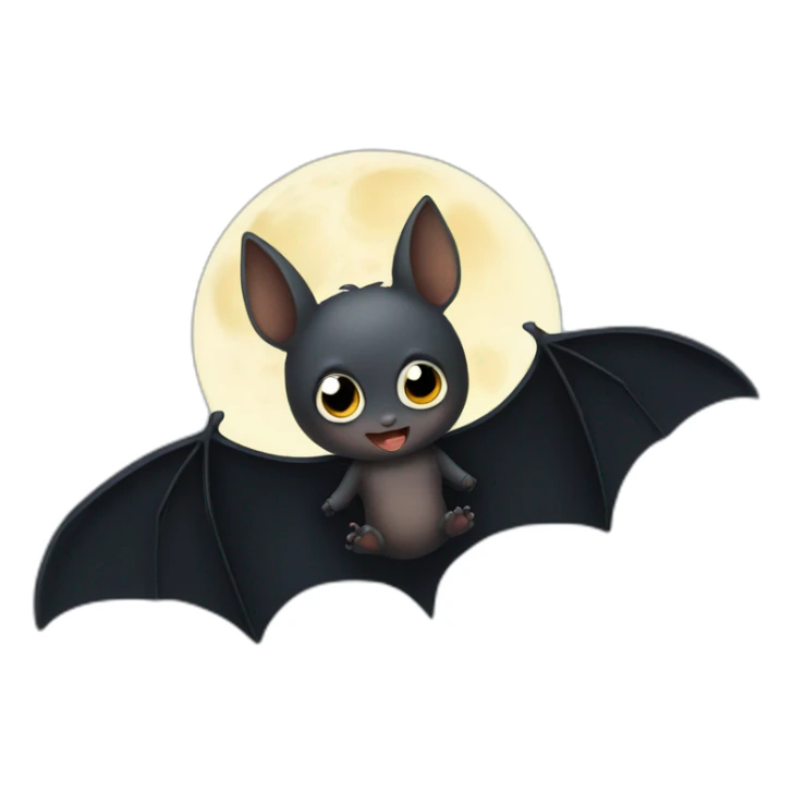 dark baby bat wings in front of moon sticker