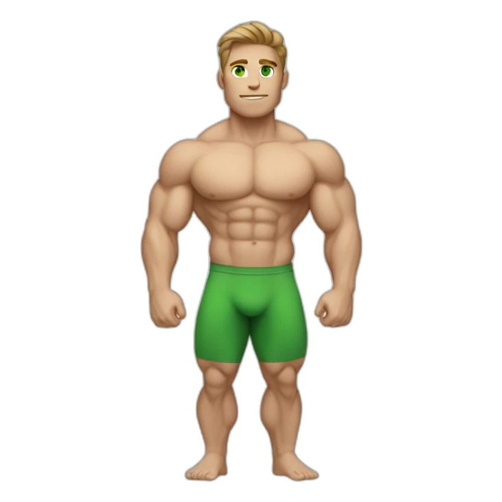 Bodybuilder, whole body, white skin, light brown hair, green eyes sticker