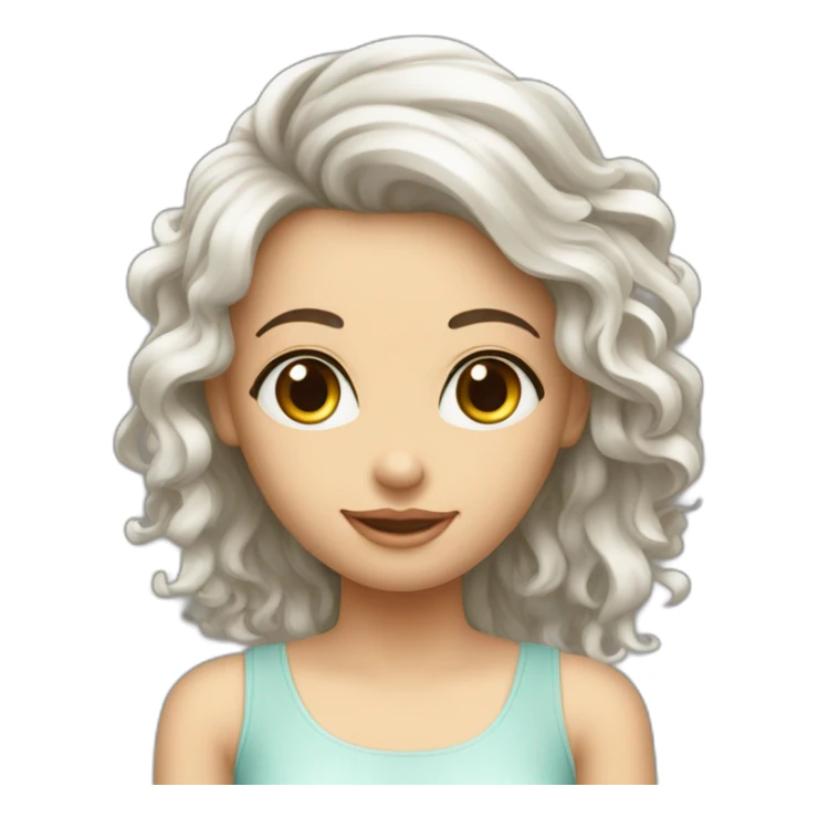 Ragazza con capelli lunghissimi e lisci metà Neri e metà bianchi  sticker