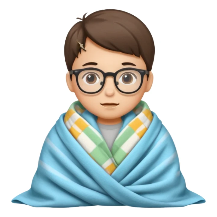 boy child with glasses with tucked blanket sticker