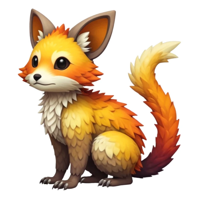 lush warm-colored Fakémon-Trico-creature (full body) sticker