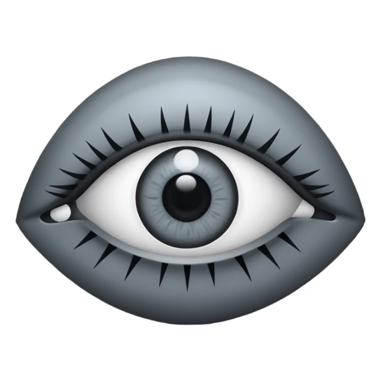 Minimal emoji, gothic futuristic eye, cold grey sclera, the pupil is fully replaced by a solid black number 8, occult cyber aesthetic, sharp clean lines, flat emoji design, centered, transparent background sticker