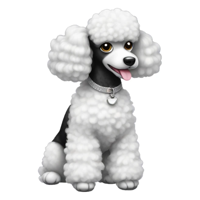 Poodle with black and white fur sticker