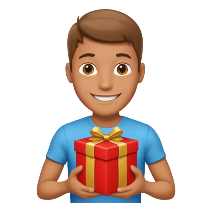 male Person holding a gift very hard sticker