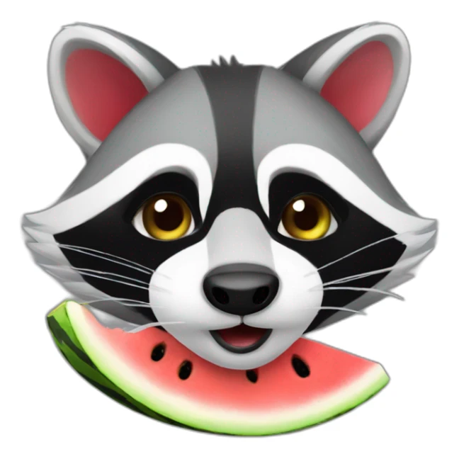 raccoon with watermelon brush and palette sticker