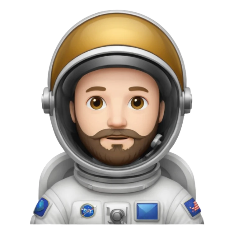 astronaut, white suit and helmet with beard sticker