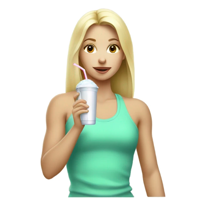 Protein shake blond girl drink mint clothes sticker