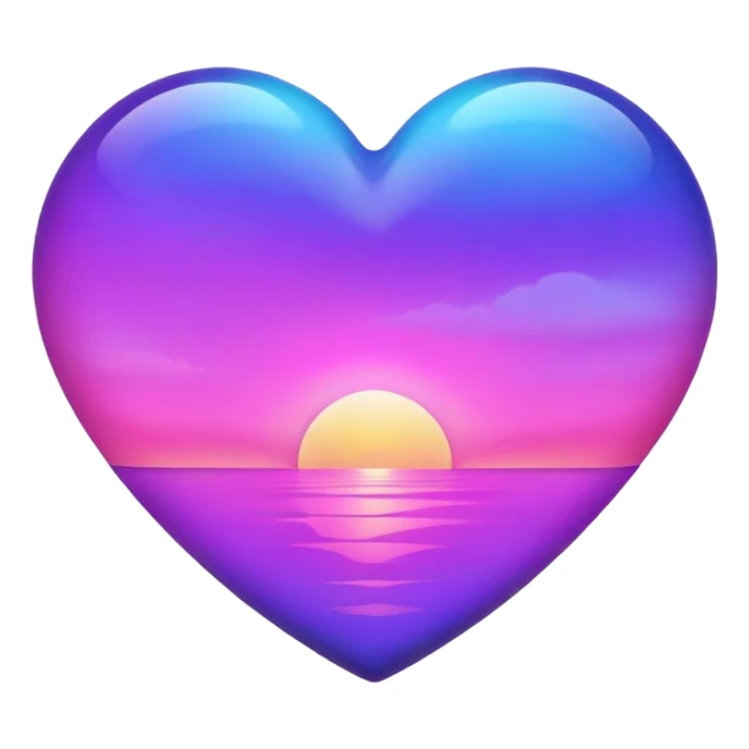 Pink heart with purple and blue sunset in heart sticker