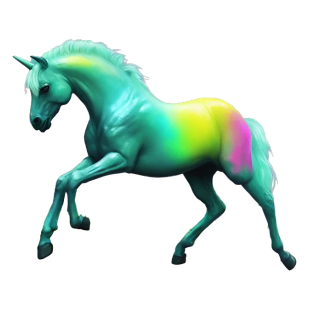 .Zombie_ Vaporwave black holographic oilslick zombie unicorn yellow caution tape sticker