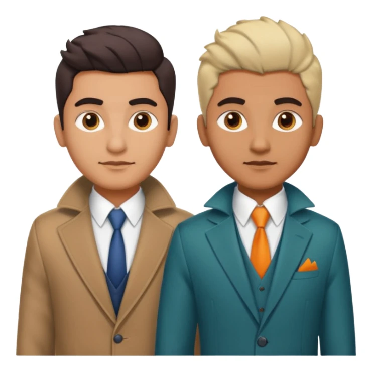 two same look brother both busnessmen indian look just gove diffrenet colour of coat and little bit variation in hairstyle sticker