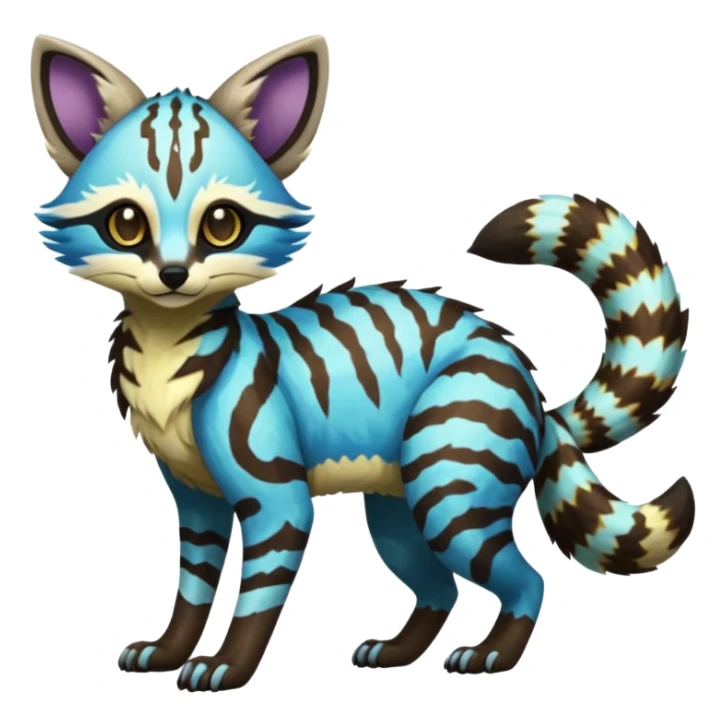 Rare realistic exotic cute epic pretty beautiful handsome gorgeous aesthetic colorful vibrant Vernid-Protogen-Primagen-Wickerbeast-Genet-species-Fakemon-hybrid-creature by LiLaiRa, beautiful intricate markings, full body sticker