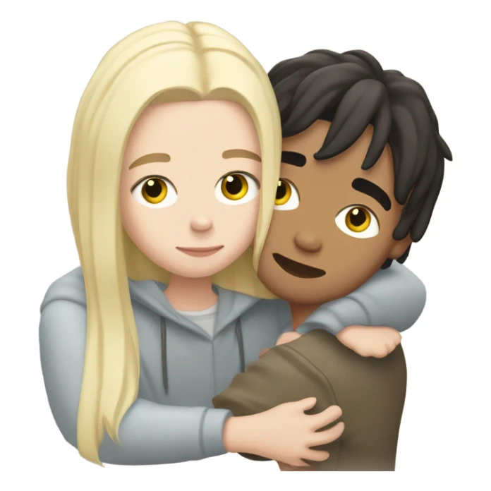 Billie eilish hugging with boy middle part hairs blonde mix with brunette hairs  sticker