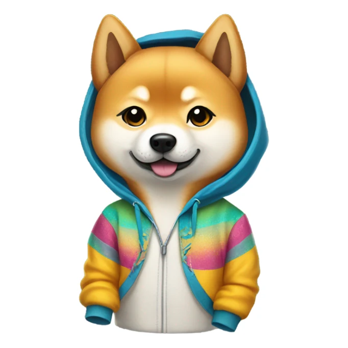 Shiba Inu wearing a hoodie and sneakers  sticker