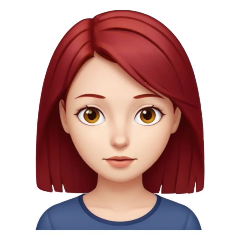 woman with straight dark red hair thin face cute sticker