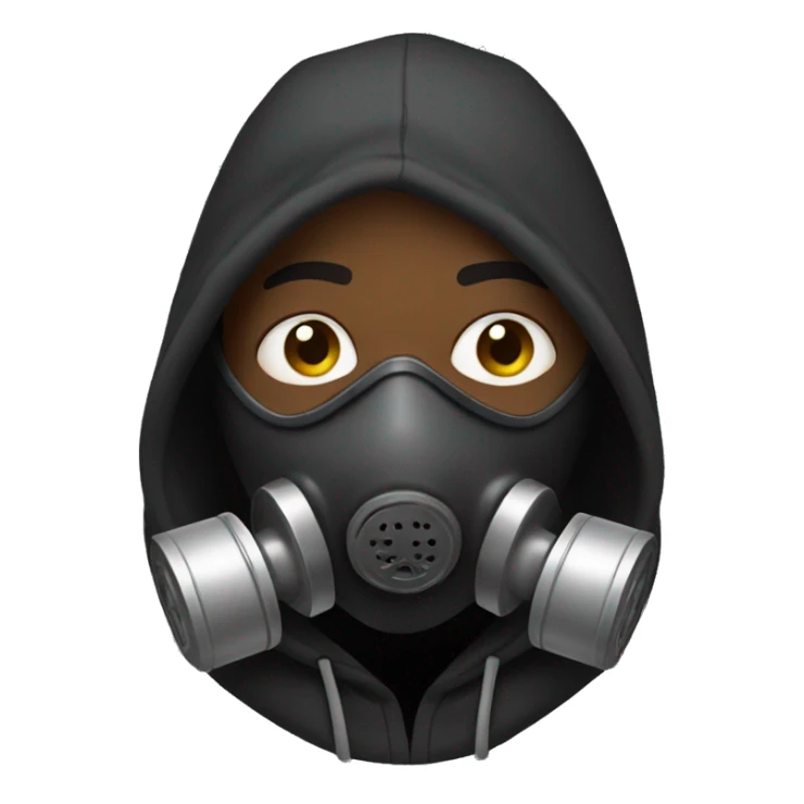 Black Man with hoodie with gas mask sticker