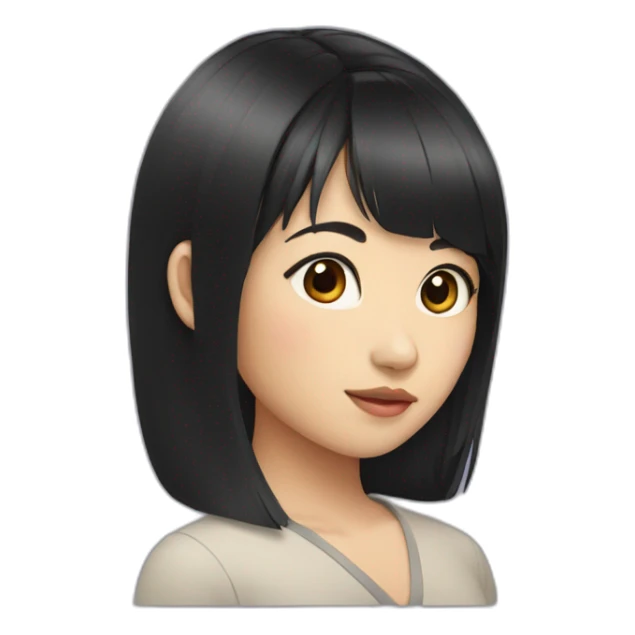 asian girl with black hair and bangs sticker