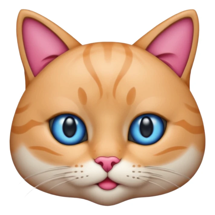 un emoji de lacara de un gato azul con rosa sorprendido sticker