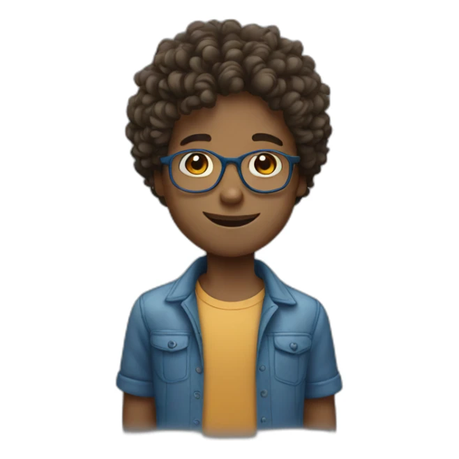 boy with blue eyes with glasses with curly hair sticker