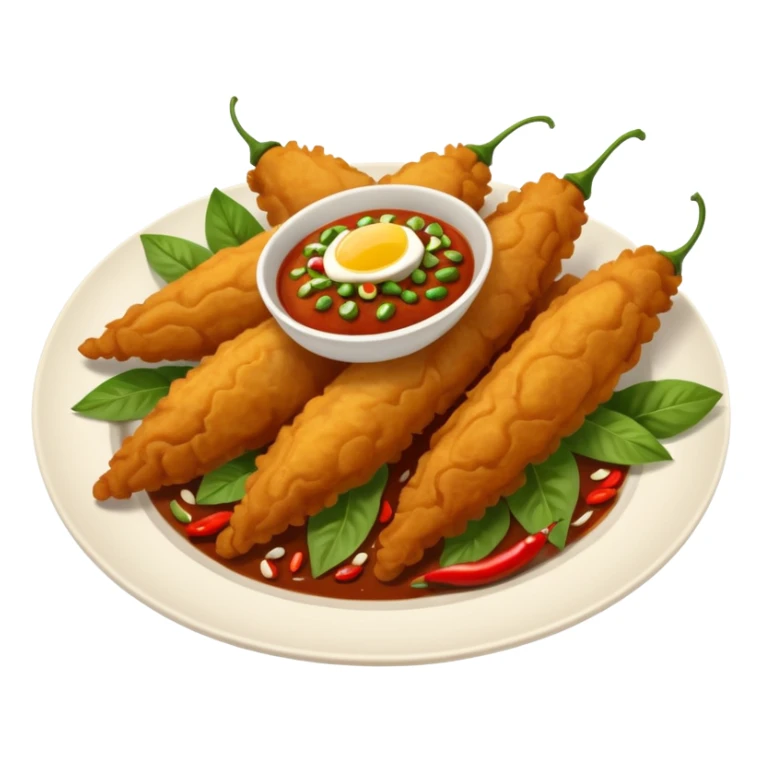 indonesian fried food with chili on a plate sticker