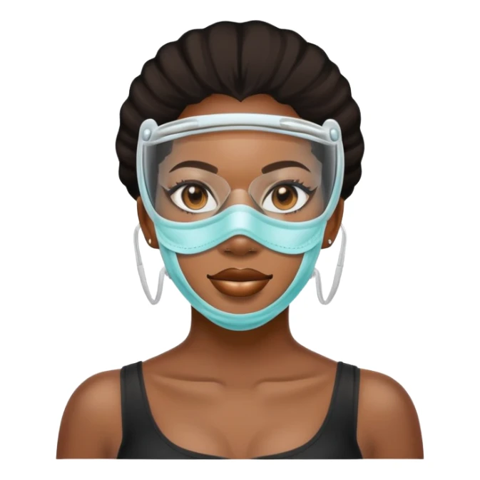 black woman with glassed braces and mask sticker