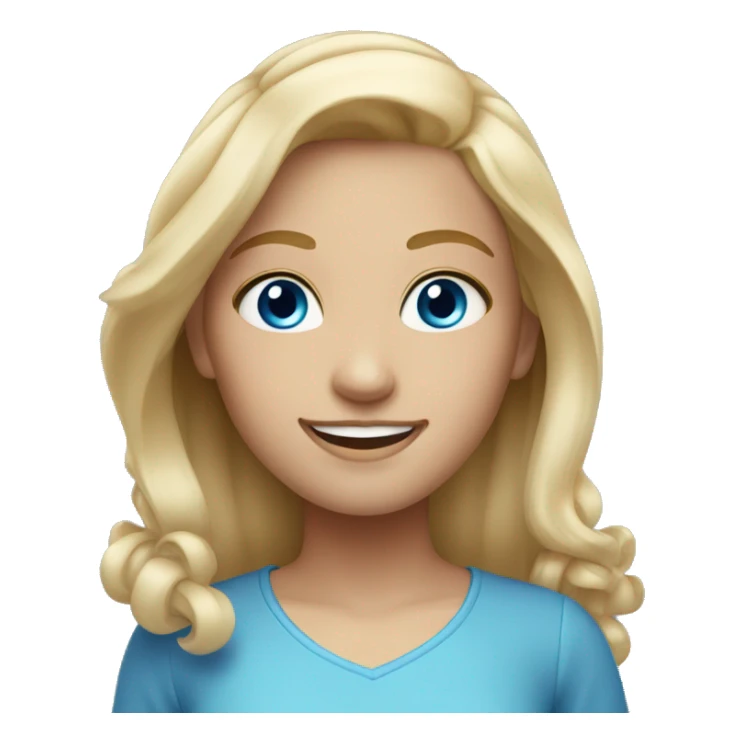 Girl with medium light blonde hair blue eyes smiling sticker