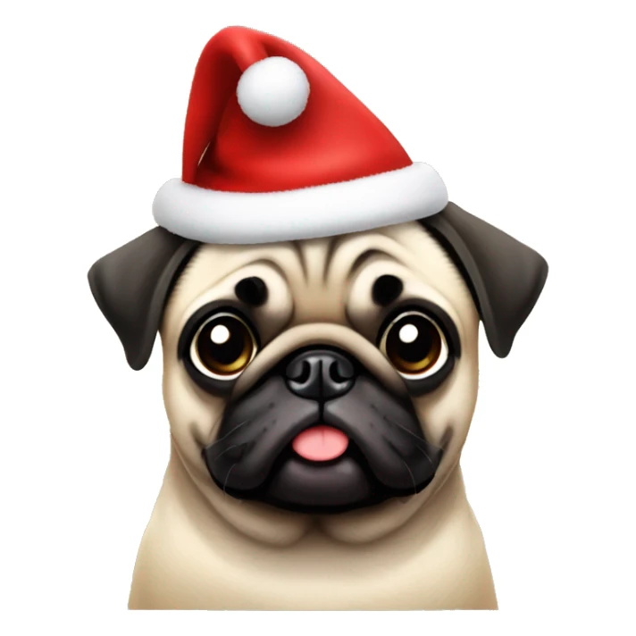 Pug wearing Christmas hat and Christmas lights sticker