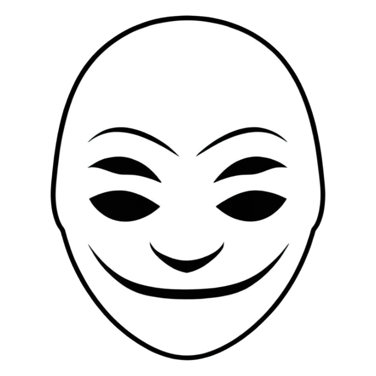 fsociety mask, cartoonish, expressive, clean lines sticker