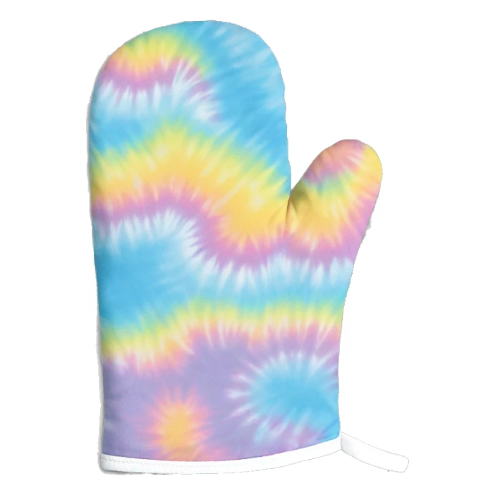 Realistic pastel tie dye oven mitt. sticker