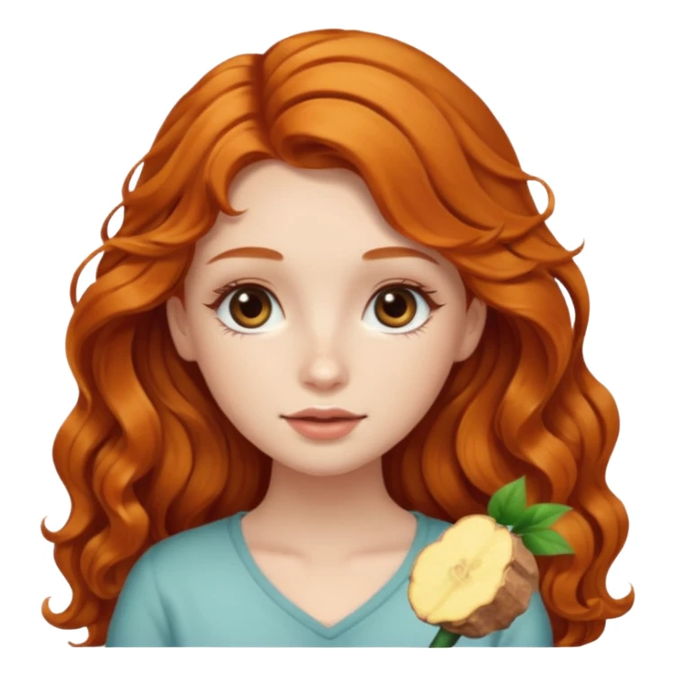 Cute girl with ginger very wavy long hair and long eyelashes sticker