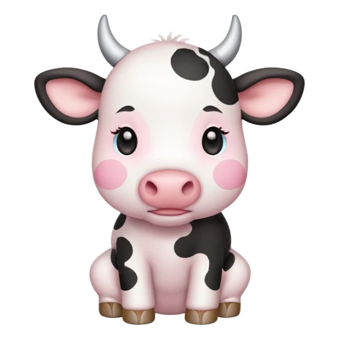 Cute white cow with soft pink spots chibi sticker