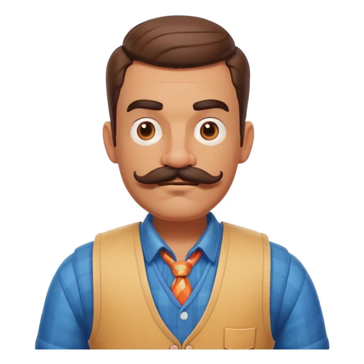 The neighbor character from Hello Neighbor game with mustache and vest sticker