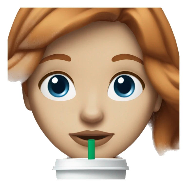 Redhead white girl drinking starbucks blue eyes medium hair sticker