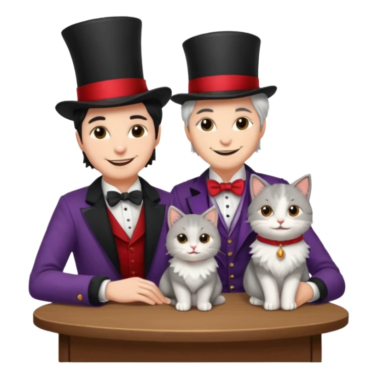 magician couple and their pet cat sticker