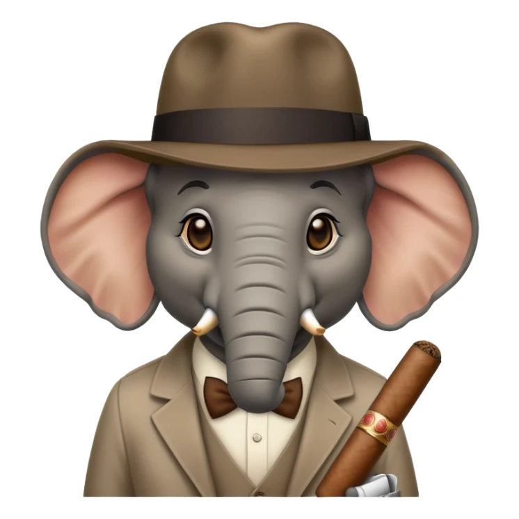 elephant gangster with fedora hat and cigar sticker