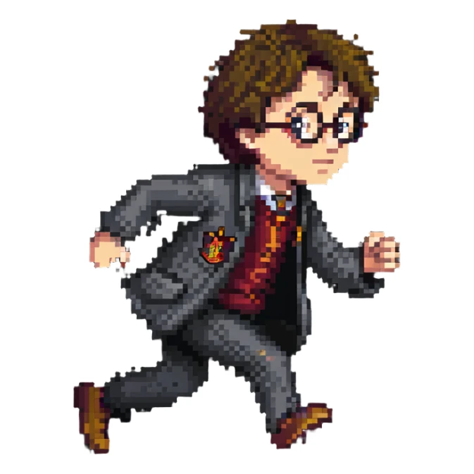 Harry Potter running urgently without any wand sticker