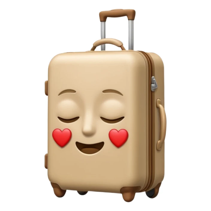 an Apple emoji style travel suitcase with a tired expression and half-closed eyes sticker