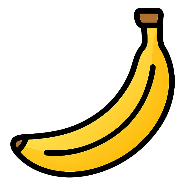 banana icon, color outline style sticker