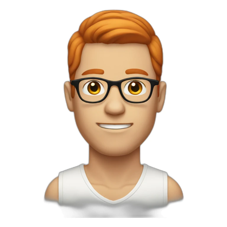 shaved redhead man with long hair and glasses sticker